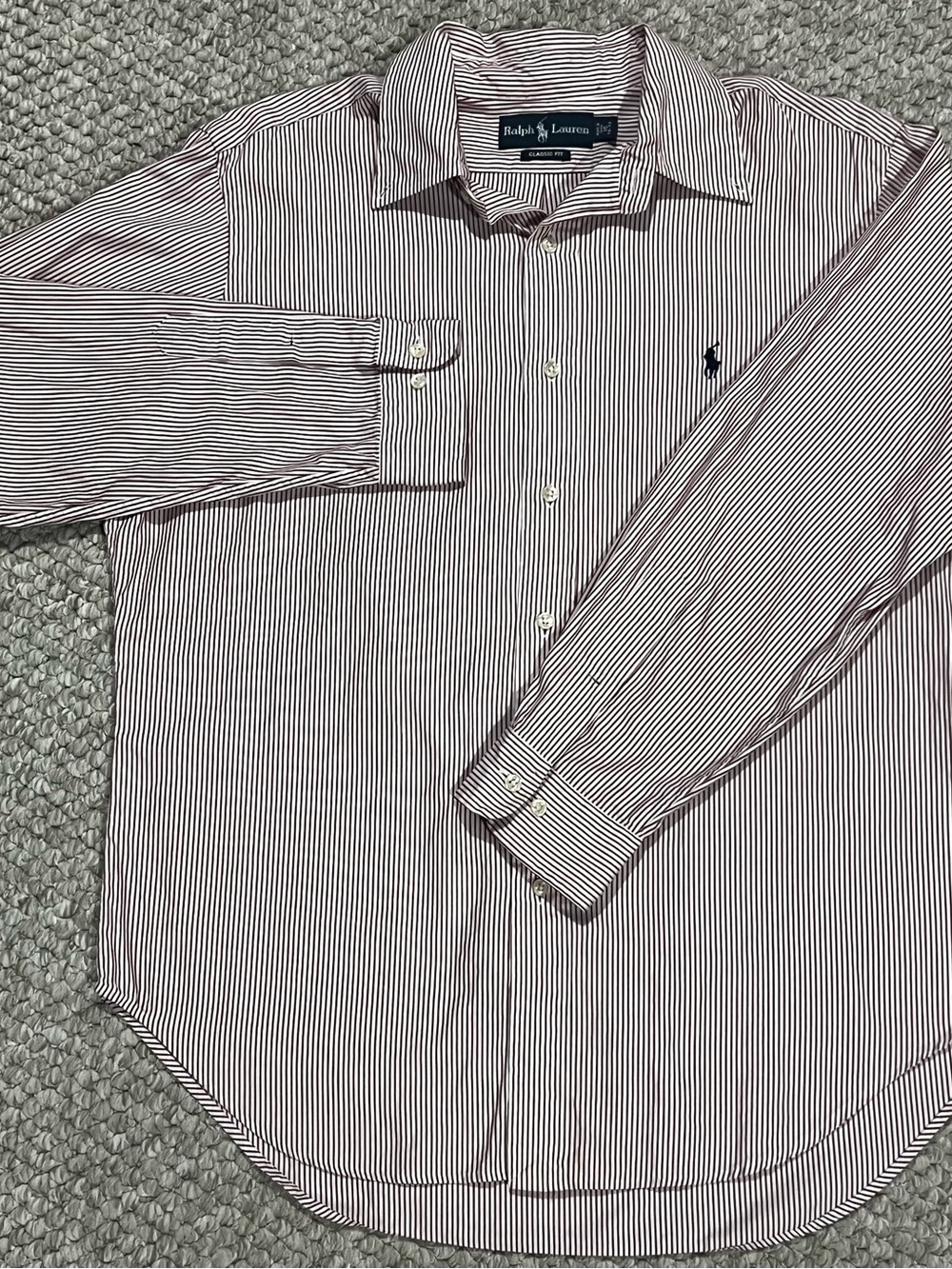 Polo Ralph Lauren Classic Fit Button Down Mens 16 32/33 Size L Red/White Striped